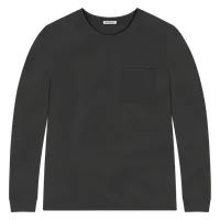 StringKing Men's Pima Jersey Long Sleeve Pocket Tee - Sharp Fit, Black, Front