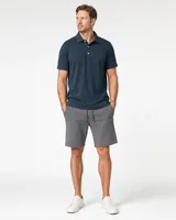 StringKing Men's Pima Jersey Classic Polo - Relaxed Fit, Navy, Full Front - Human Model - Top of head to Knees