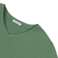 StringKing Women's Pima Cotton Short Sleeve V-Neck T-Shirt - Relaxed Fit, Green, Detail