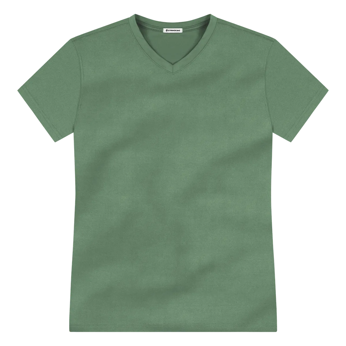 StringKing Men's FlexTech Short Sleeve V-Neck T-Shirt - Sharp Fit, Green, Front