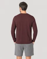 StringKing Men's Pima Jersey Long Sleeve V-Neck Tee - Sharp Fit, New Maroon, Full Back - Human Model - Top of head to Mid-thigh
