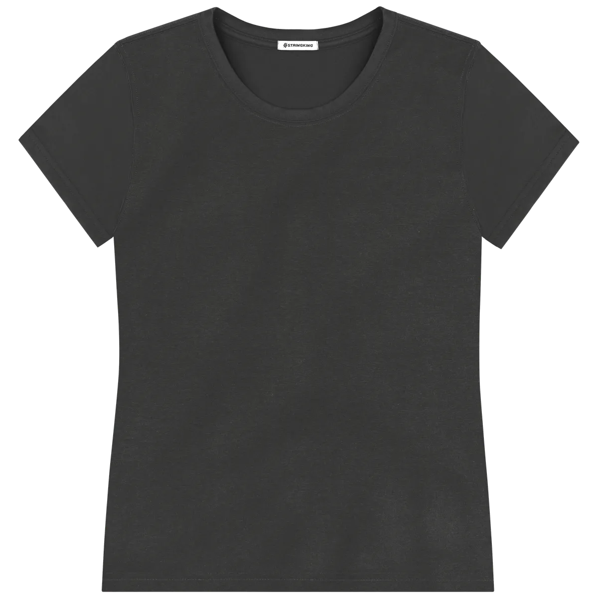 StringKing Women's FlexTech Short Sleeve Crewneck T-Shirt - Sharp Fit, Black, Front