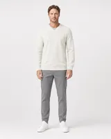 StringKing Men's Pima Terry V-Neck Sweater - Relaxed Fit, Tofu, Full Front - Human Model - Top of head to Knees