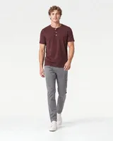 StringKing Men's Pima Jersey Short Sleeve Henley - Sharp Fit, New Maroon, Full Front Angle - Human Model