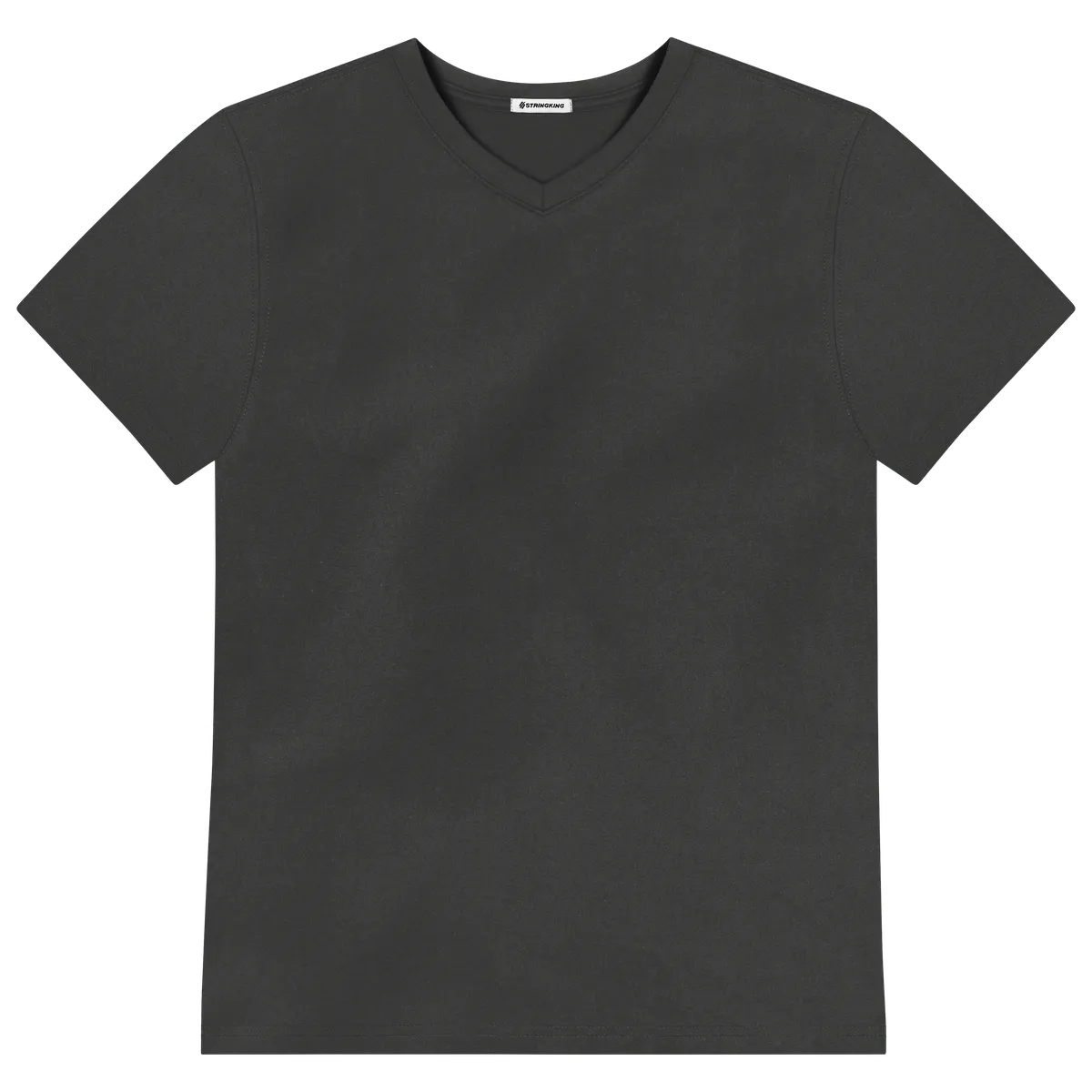 StringKing Men's FlexTech Short Sleeve V-Neck T-Shirt - Relaxed Fit, Black, Front