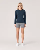 StringKing Women's Pima Jersey Long Sleeve Tee - Sharp Fit, Navy, Full Front - Human Model
