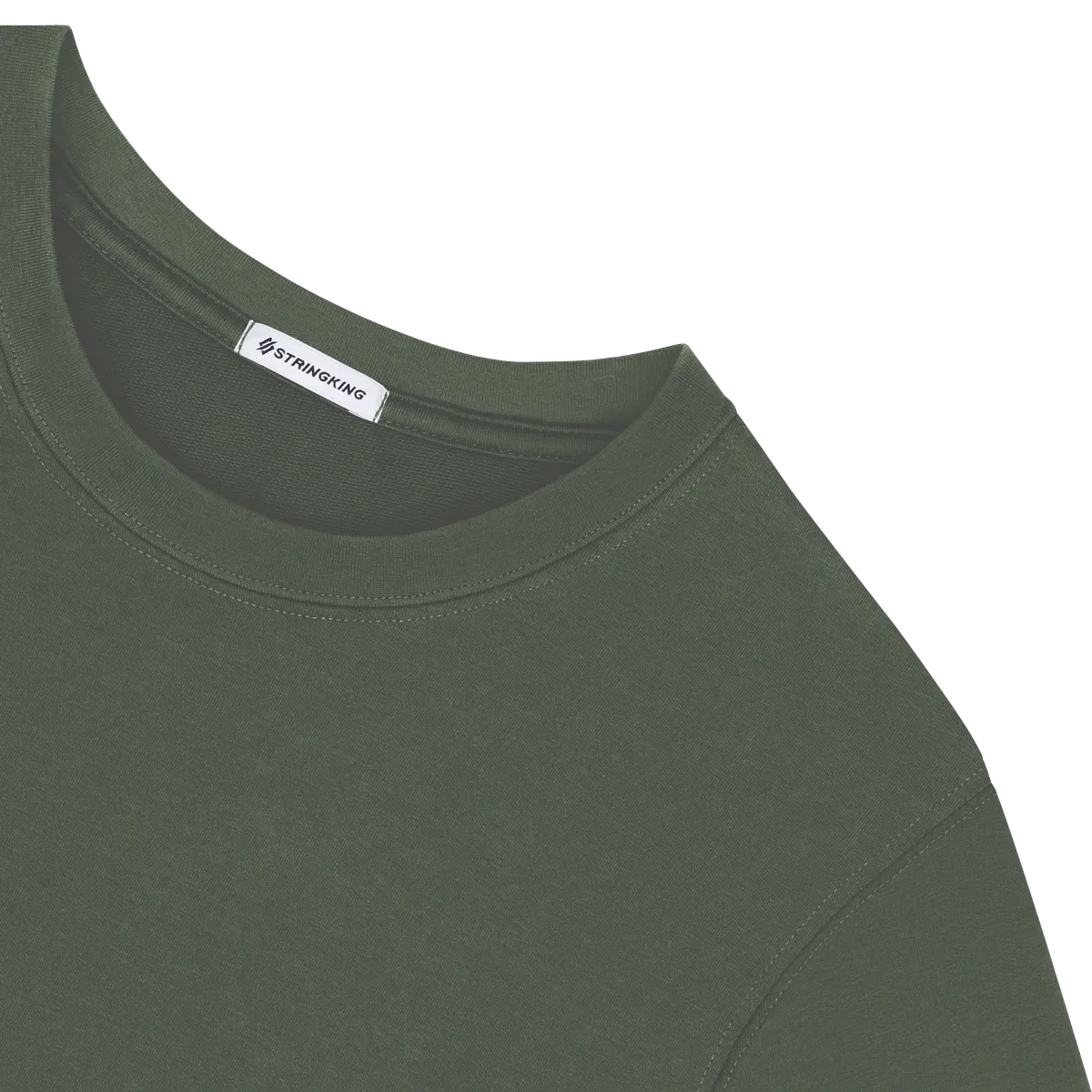 StringKing Men's Pima Cotton Crewneck Sweatshirt with Pocket - Relaxed Fit, Moss, Detail