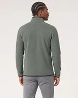 StringKing Men's Polartec Fleece Full Zip with Pockets - Sharp Fit, Avenue Green, Full Back - Human Model - Top of head to Mid-thigh