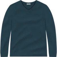 StringKing Men's Pima Jersey Long Sleeve V-Neck Tee - Sharp Fit, Navy, Front