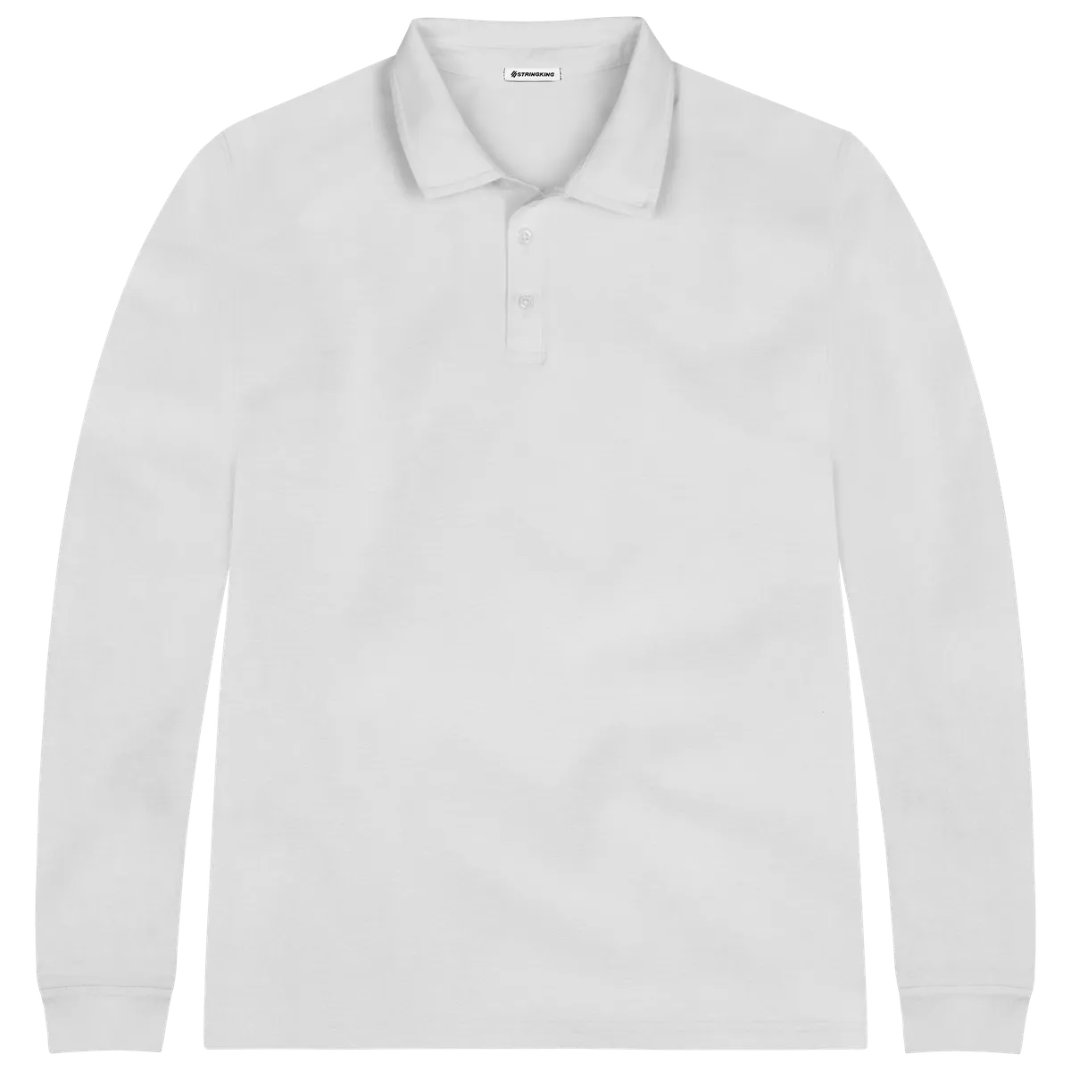 StringKing Men's Pima Cotton Long Sleeve Polo - Sharp Fit, White, Front