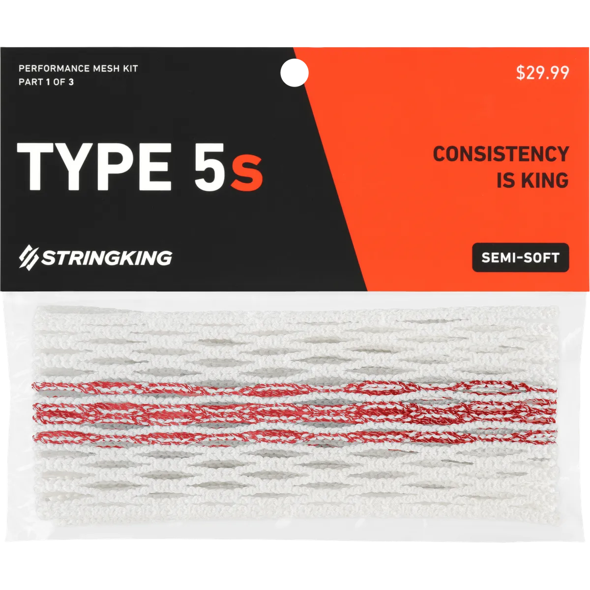 StringKing Type 5 - Type 5s, No String Kit, White + Red Tracer, Packaged