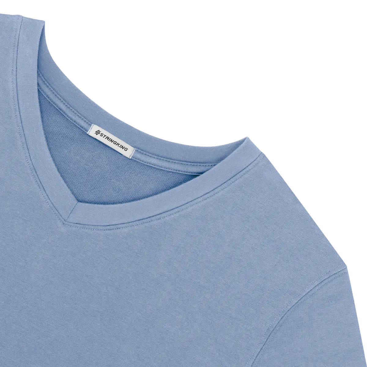 StringKing Women's Heavy Pima Cotton V-Neck T-Shirt - Sharp Fit, Slate Blue, Detail