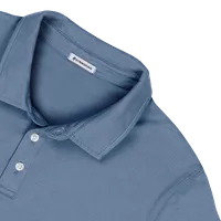 StringKing Men's Pima Cotton Long Sleeve Polo - Relaxed Fit, Slate Blue, Detail