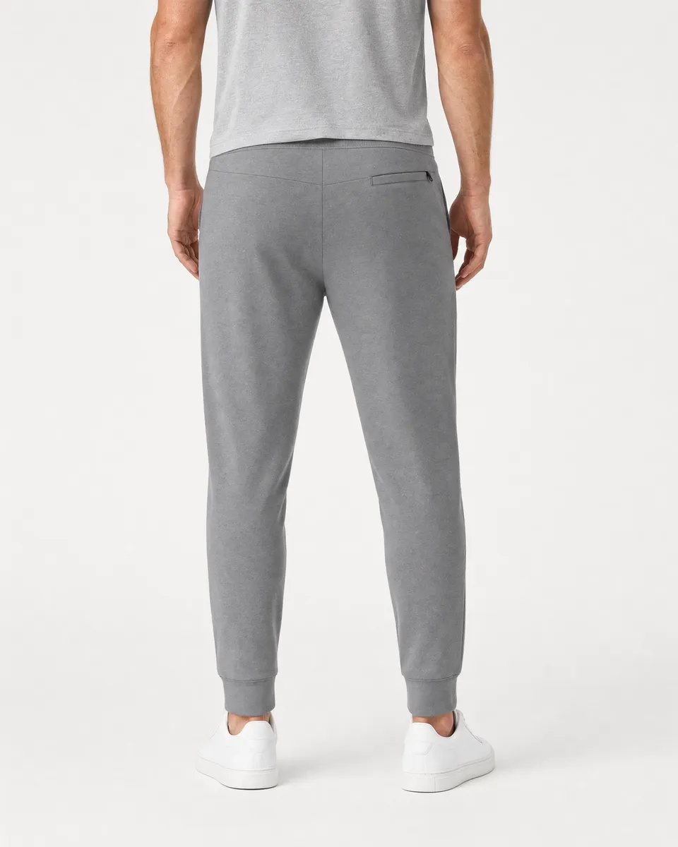 StringKing Men's Pima Terry Sweatpants - Sharp Fit, Frost Gray, Full Back - Human Model - Chest to Feet