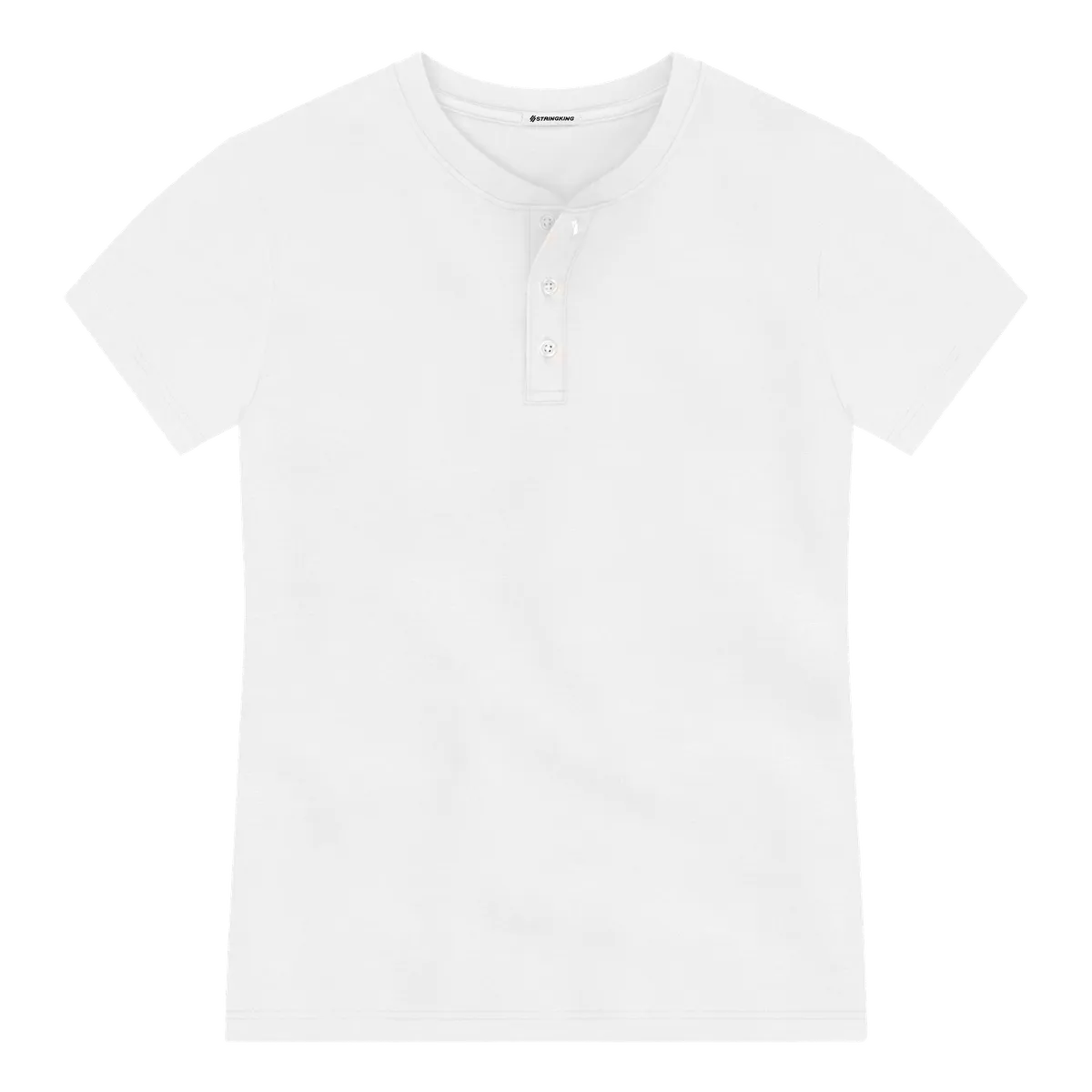 StringKing Men's Pima Jersey Short Sleeve Henley - Sharp Fit, White, Front