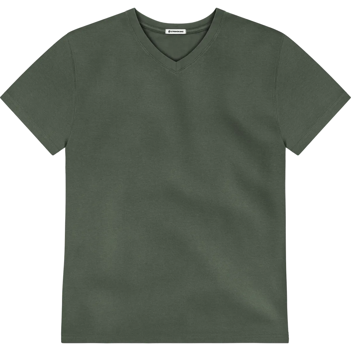 StringKing Men's Pima Jersey V-Neck Tee - Relaxed Fit, Moss, Front