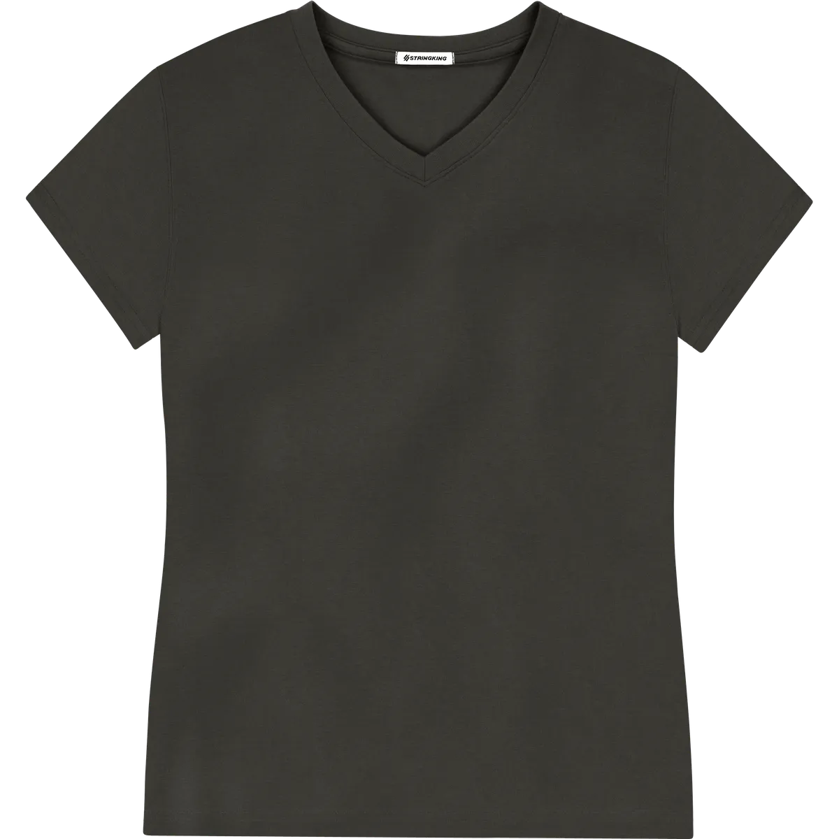 StringKing Women's Pima Jersey V-Neck Tee - Sharp Fit, Peat, Front