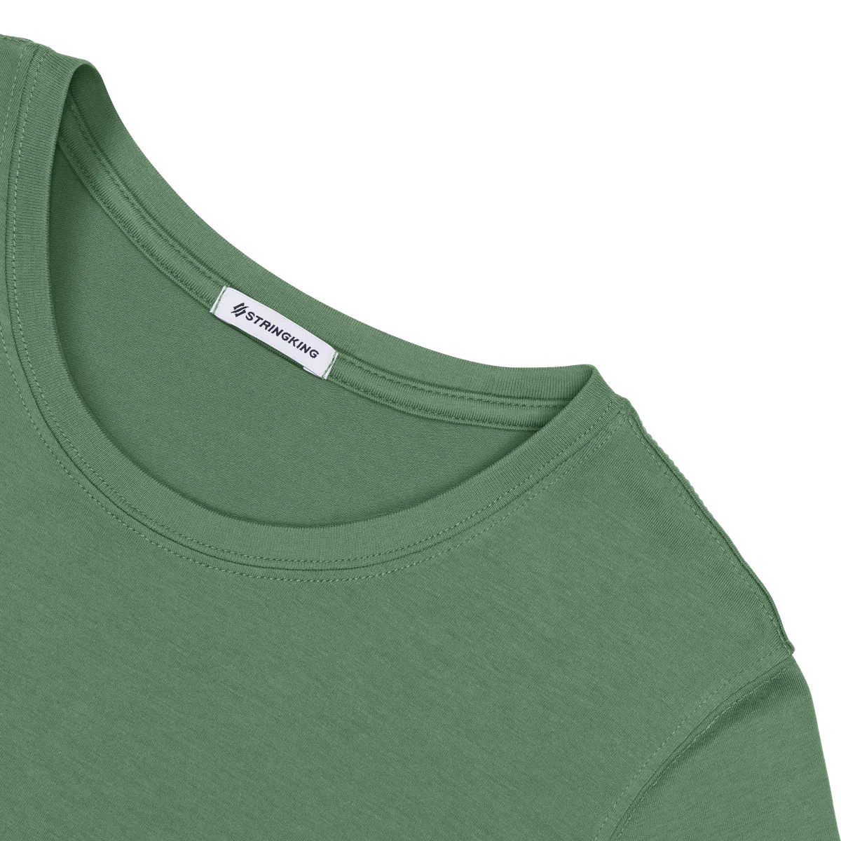 StringKing Women's Pima Cotton Long Sleeve Crewneck T-Shirt - Relaxed Fit, Green, Detail