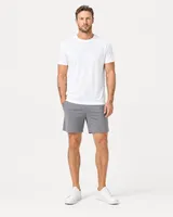 StringKing Men's Pima Terry Tee - Relaxed Fit, White, Full Front - Human Model - Top of head to Knees