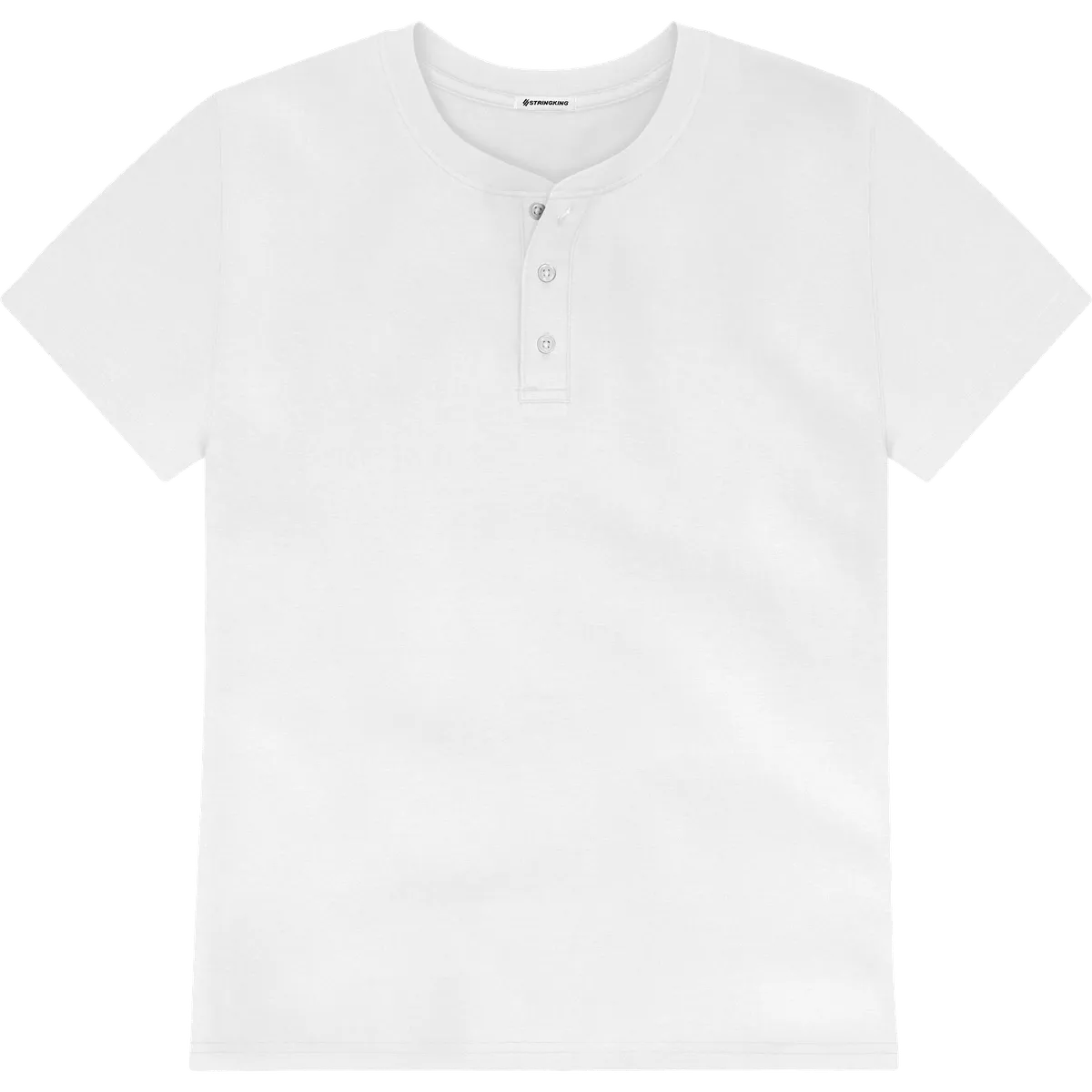 StringKing Men's Pima Jersey Short Sleeve Henley - Relaxed Fit, White, Front