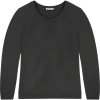 StringKing Women's Pima Terry Crew Sweater - Sharp Fit, Black, Front