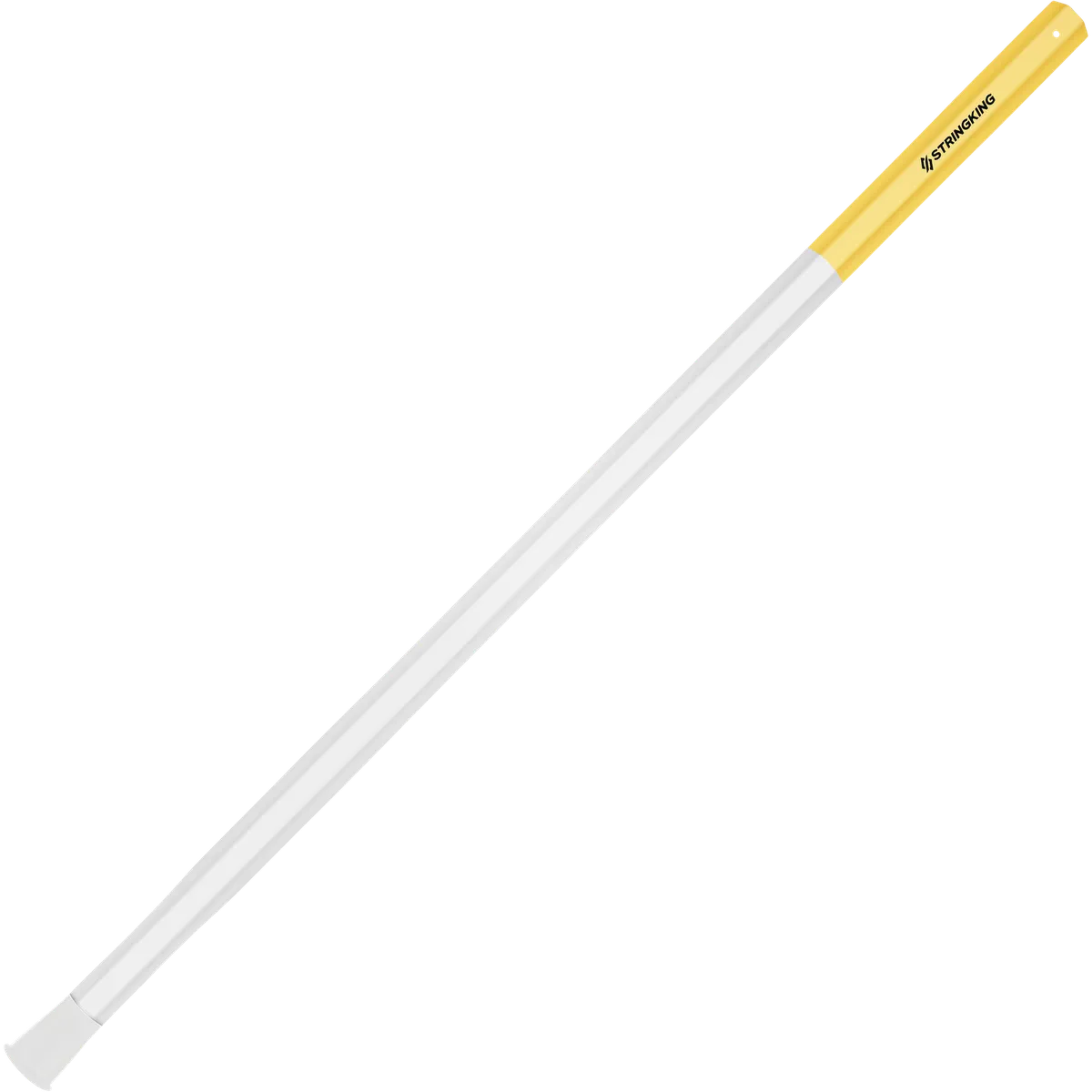 StringKing Composite 2 Pro Faceoff Bottom Lever - 175 Grams, White / Yellow, Full Length, Angled, Right Side, With Butt End
