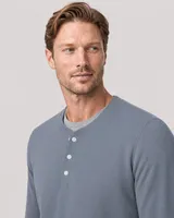 StringKing Men's Pima Terry Henley - Sharp Fit, Tradewinds, Collar Shoulder - Human Model