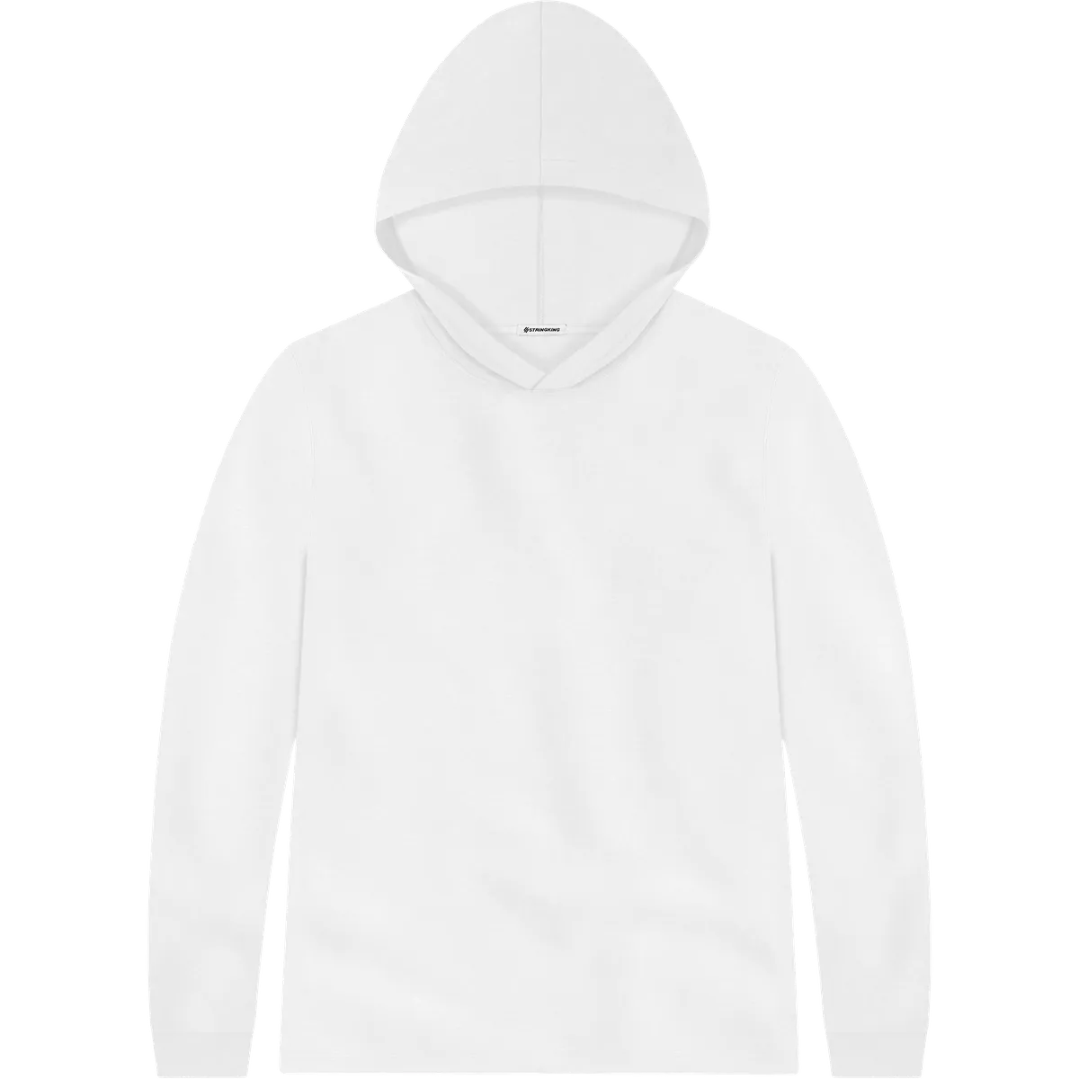 StringKing Men's Pima Jersey Hoodie - Sharp Fit, White, Front