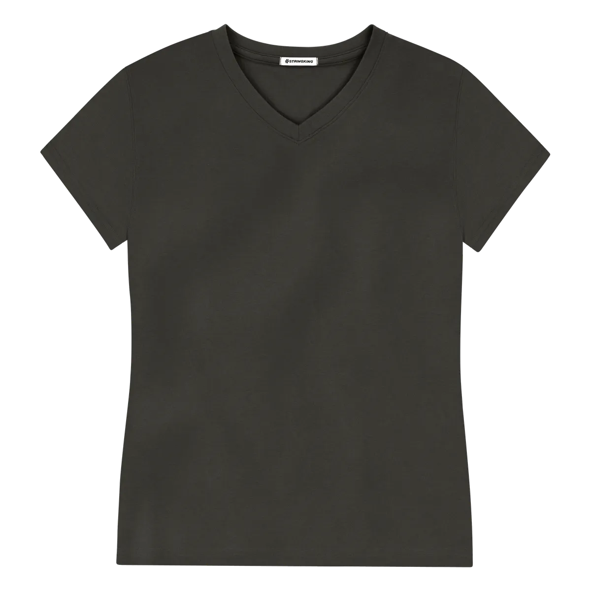 StringKing Women's Pima Jersey V-Neck Tee - Sharp Fit, Peat, Front