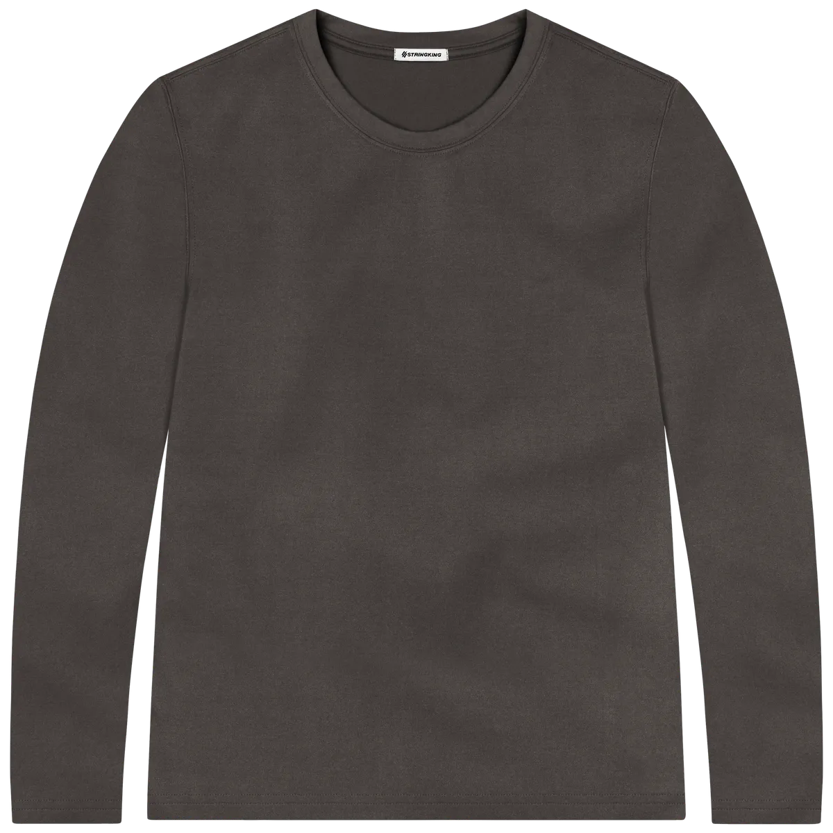 StringKing Men's FlexTech Long Sleeve Crewneck T-Shirt - Sharp Fit, Charcoal, Front