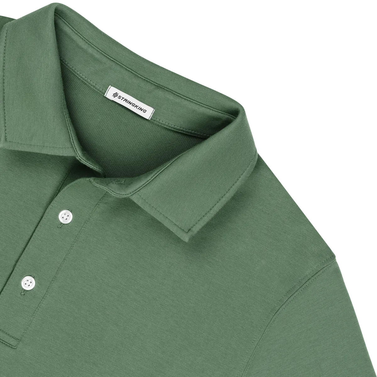 StringKing Men's Pima Cotton Polo Sweatshirt - Sharp Fit, Green, Detail