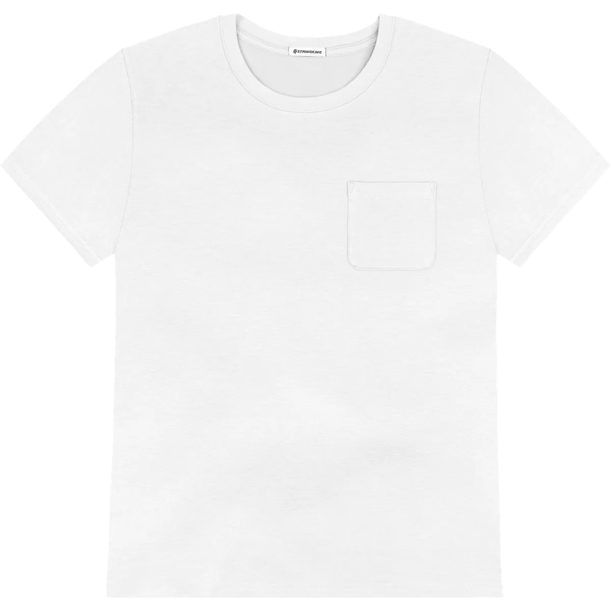 StringKing Men's Pima Cotton Short Sleeve Pocket Crewneck T-Shirt - Relaxed Fit, White, Front