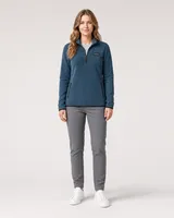 StringKing Women's Polartec Fleece Quarter Zip with Pockets - Sharp Fit, Indian Teal, Full Front - Human Model