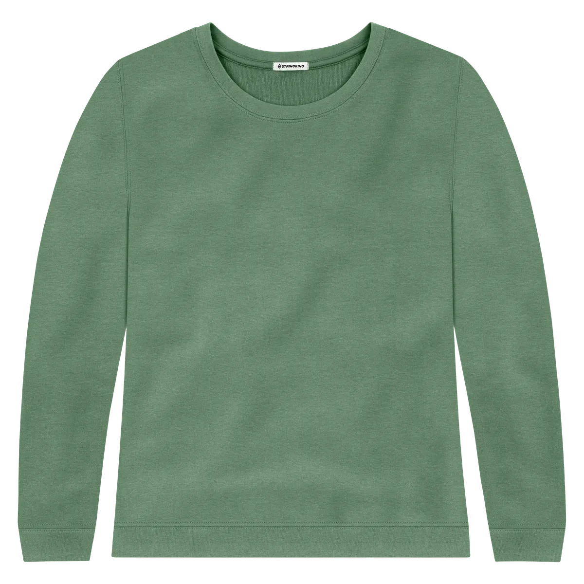 StringKing Women's Pima Cotton Crewneck Sweatshirt - Relaxed Fit, Green, Front