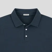 StringKing Men's Pima Terry Long Sleeve Polo - Relaxed Fit, Navy, Detail