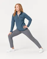 StringKing Women's Polartec Fleece Quarter Zip - Sharp Fit, Indian Teal, Full Front Angle - Human Model