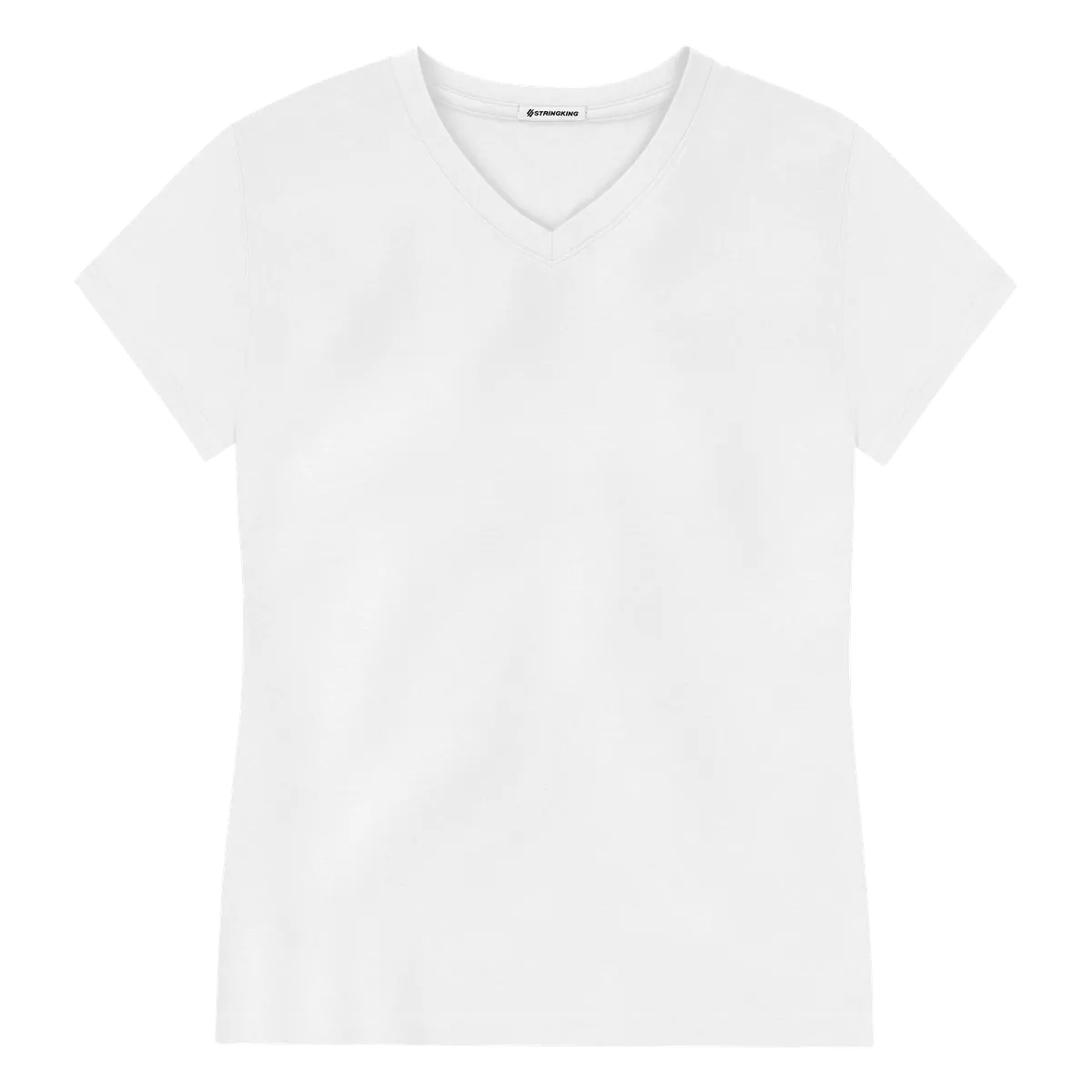StringKing Women's Pima Jersey V-Neck Tee - Sharp Fit, White, Front