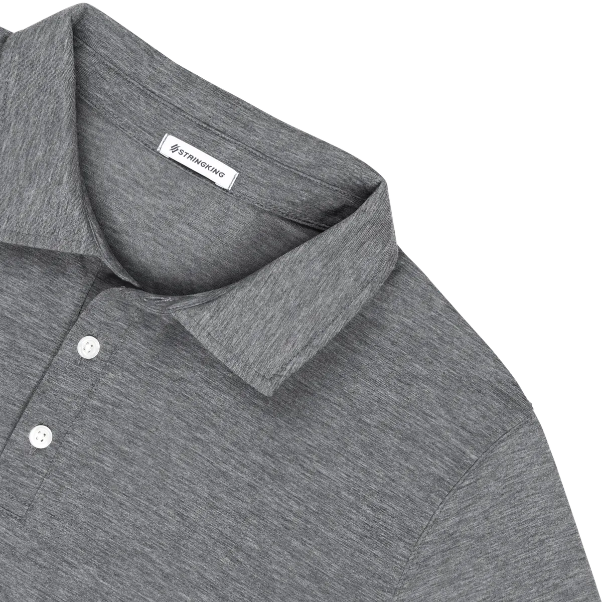 StringKing Men's FlexStyle Long Sleeve Polo - Sharp Fit, Heather Gray, Detail
