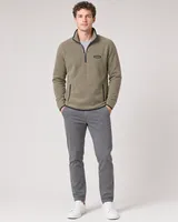 StringKing Men's Polartec Fleece Quarter Zip with Pockets - Sharp Fit, Mermaid, Full Front - Human Model - Top of head to Knees