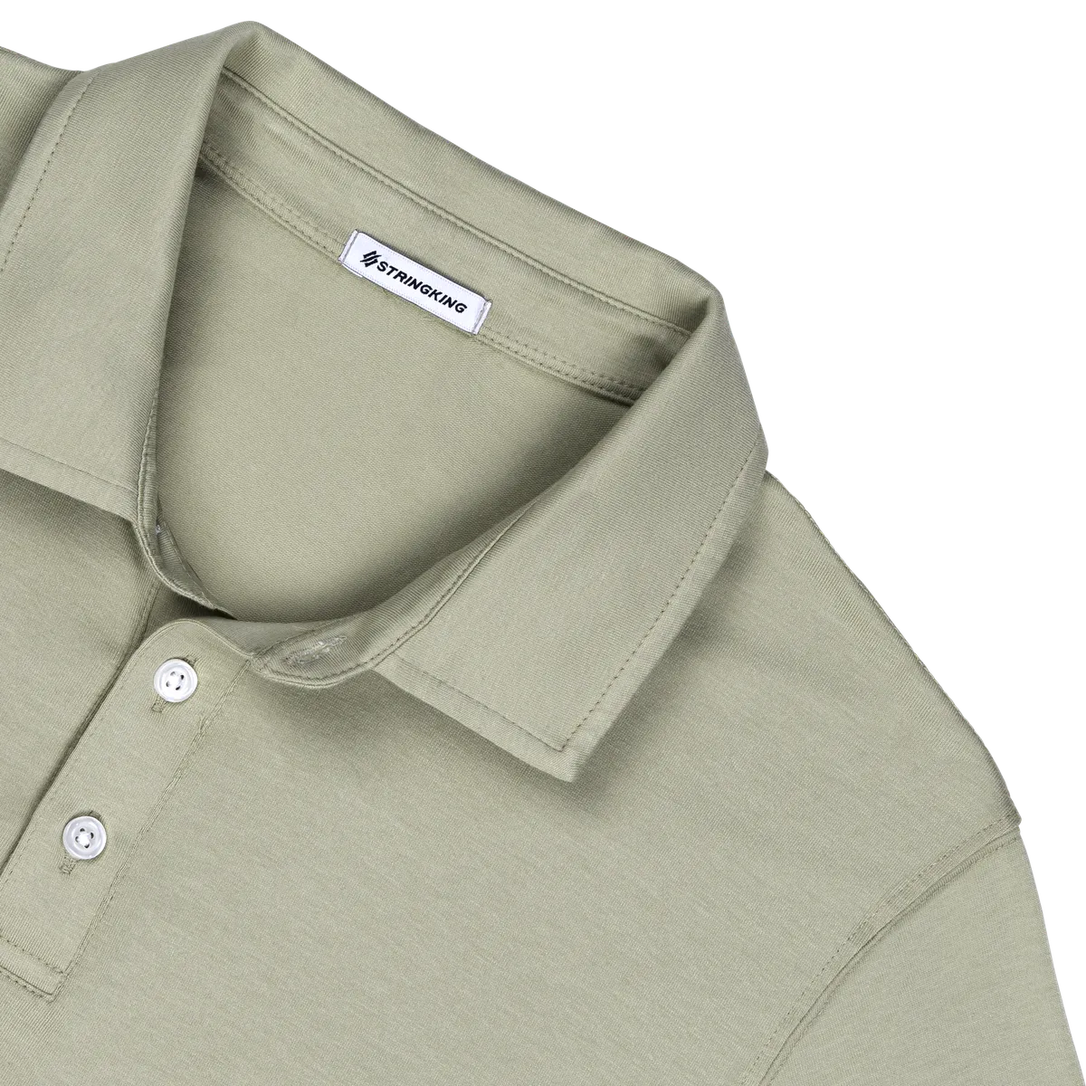 StringKing Men's Pima Cotton Short Sleeve Polo - Sharp Fit, Khaki Green, Detail