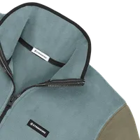 StringKing Men's Polartec Half Zip - Relaxed Fit, Slate Top, Mermaid Bottom, Mermaid Sleeves, Black Trim, Detail