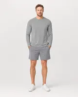StringKing Men's StayWarm Long Sleeve Tee - Relaxed Fit, Gray, Full Front - Human Model - Top of head to Knees