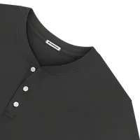 StringKing Men's Pima Jersey Short Sleeve Henley - Relaxed Fit, Black, Detail