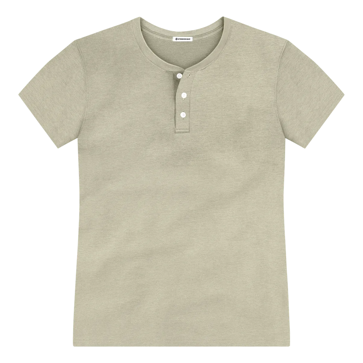 StringKing Men's Pima Cotton Short Sleeve Henley - Sharp Fit, Khaki Green, Front