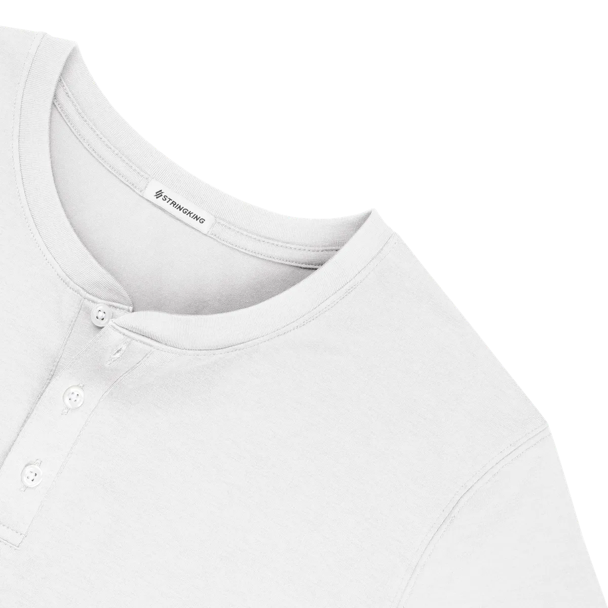 StringKing Men's Pima Cotton Long Sleeve Henley - Relaxed Fit, White, Detail