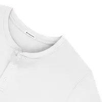 StringKing Men's Pima Cotton Long Sleeve Henley - Relaxed Fit, White, Detail