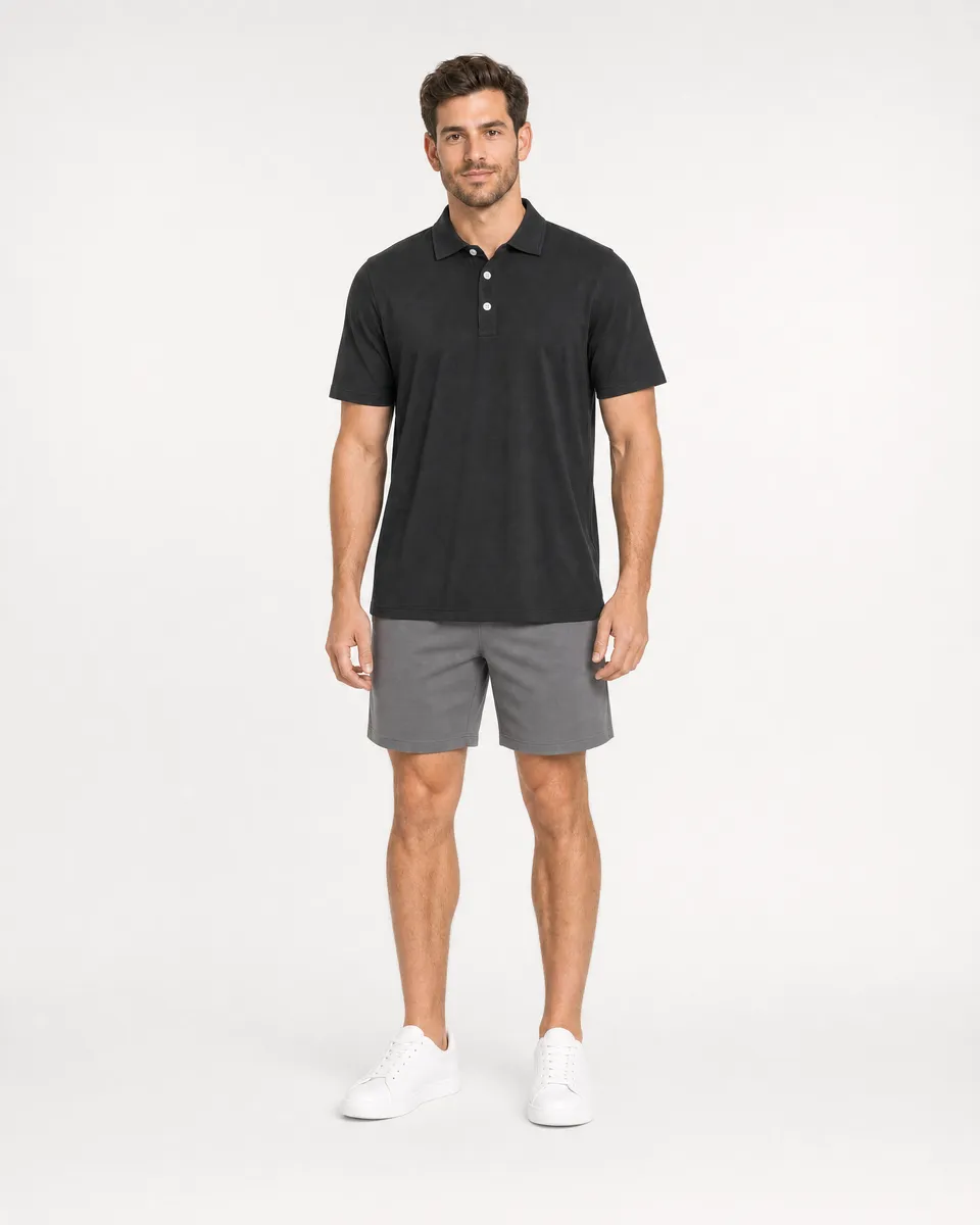 StringKing Men's Pima Jersey Classic Polo, Full Front - Human Model