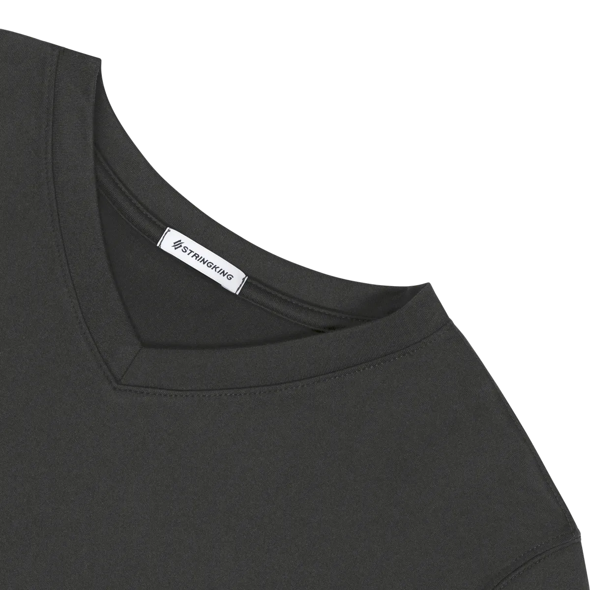 StringKing Women's FlexTech Short Sleeve V-Neck T-Shirt - Sharp Fit, Black, Detail