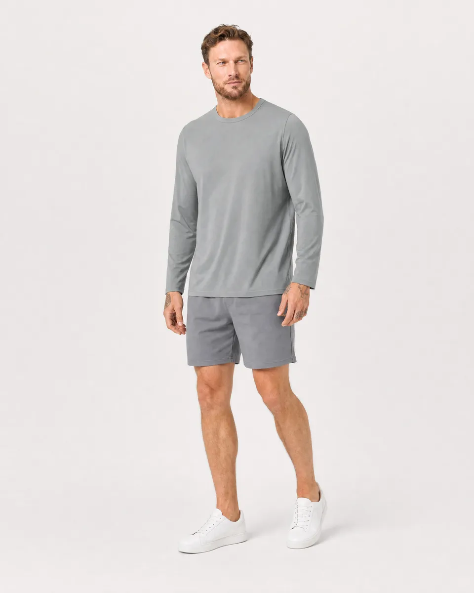 StringKing Men's StayWarm Long Sleeve Tee - Relaxed Fit, Gray, Full Front Angle - Human Model