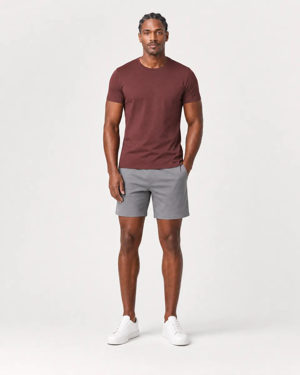 StringKing Men's Pima Jersey Tee - Sharp Fit, New Maroon, Full Front - Human Model